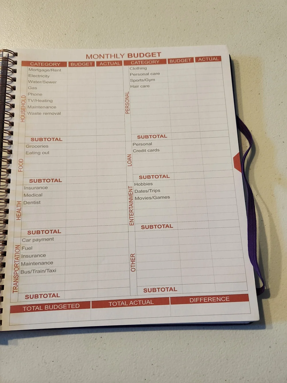 Budget Planner Notebook - Purple
